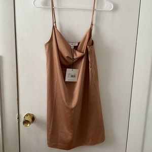 Mocha Cowl Front Slip Dress